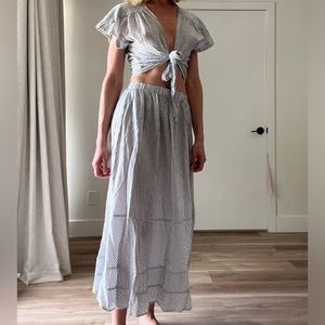 Eberjey skirt and wrap top set stripped
